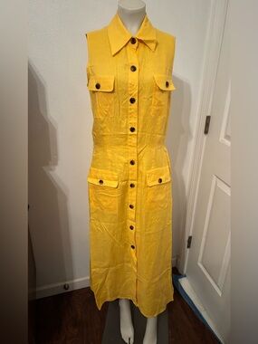 David Warren  linen Sleeveless Shirt Dress 10